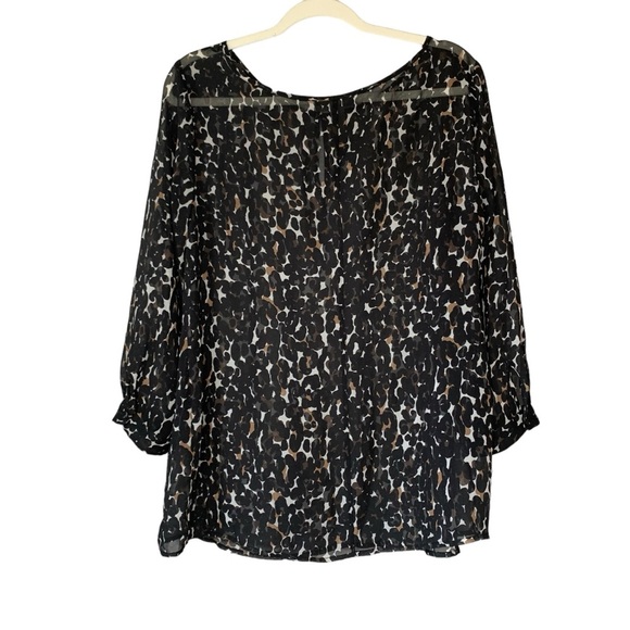 A Pea In The Pod Maternity black sheer leopard blouse with long sleeves. Size L - Picture 2 of 9